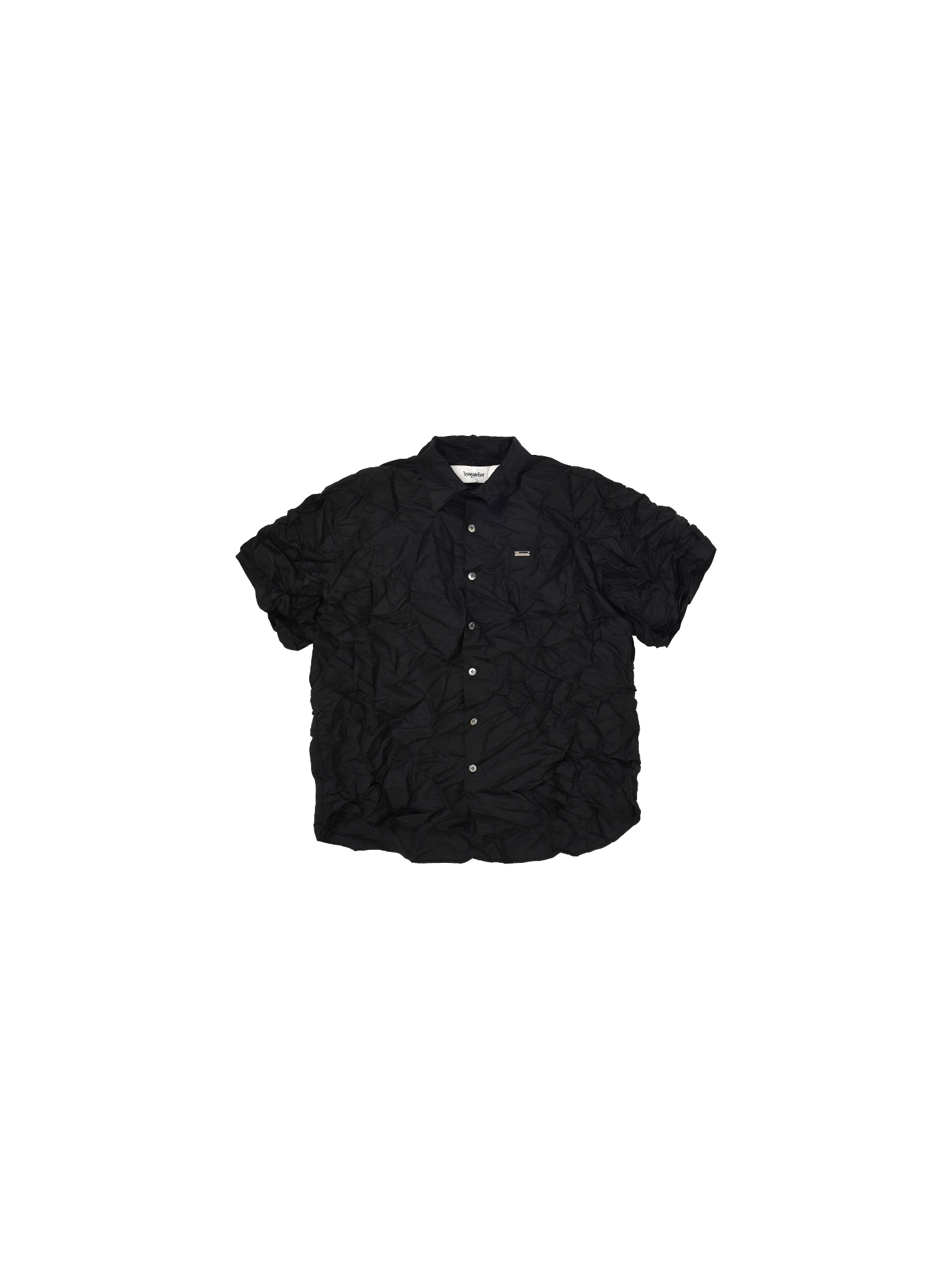 Crinkle Short-Sleeved Shirt / Black