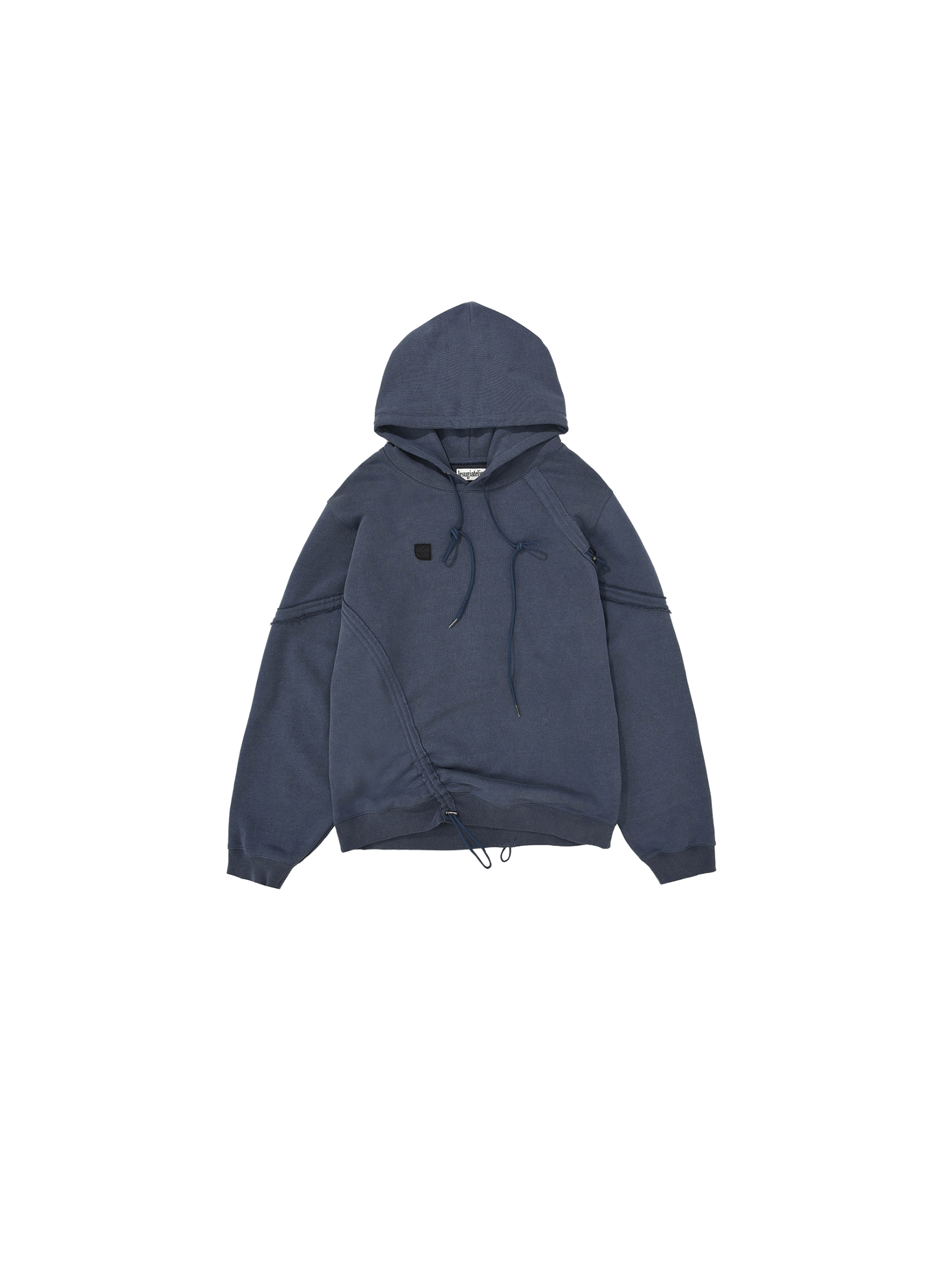 Oversized Shirring String Cotton Hoodie / Sky Blue