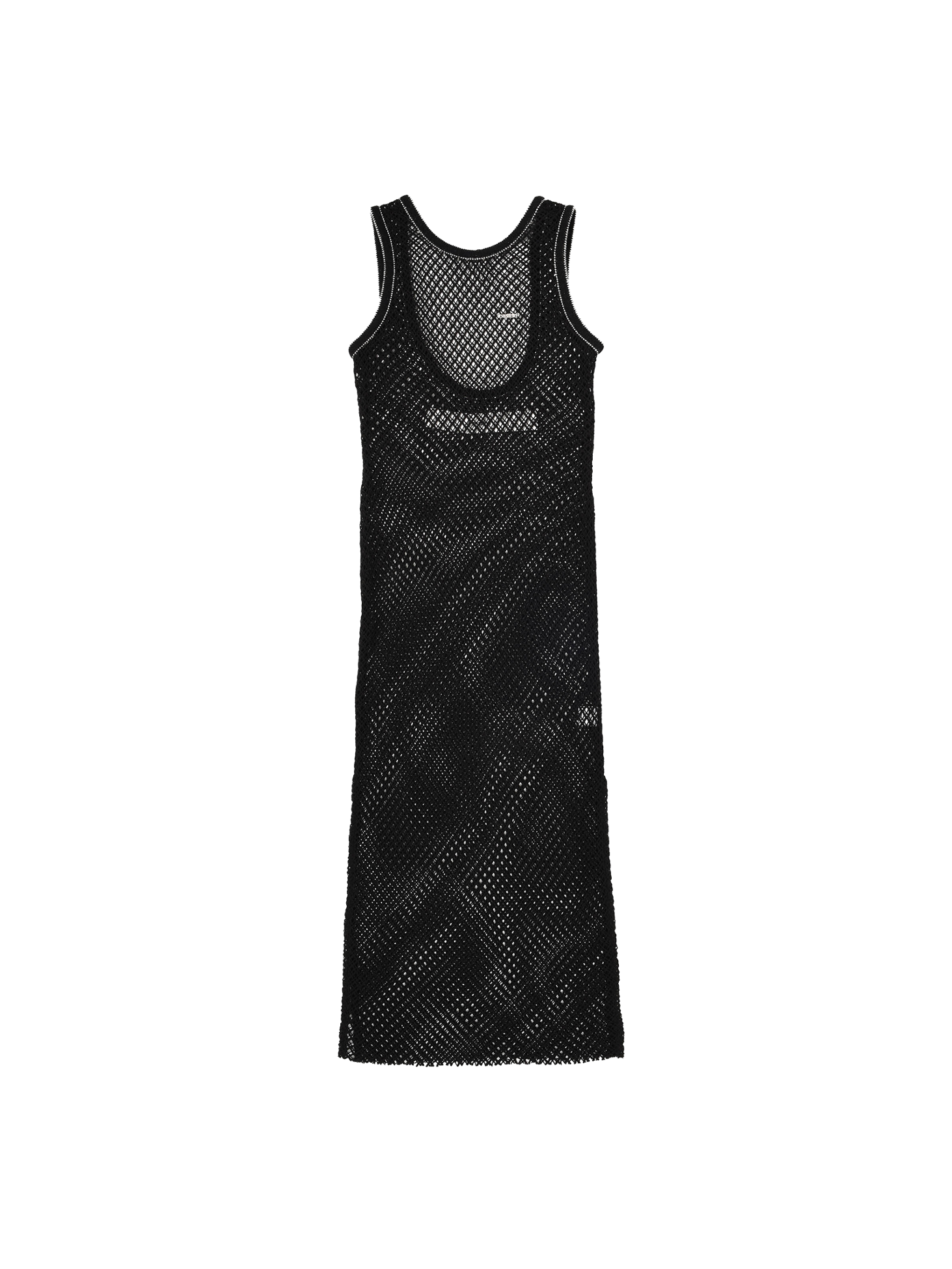 Net Sleeveless Long Dress / Black