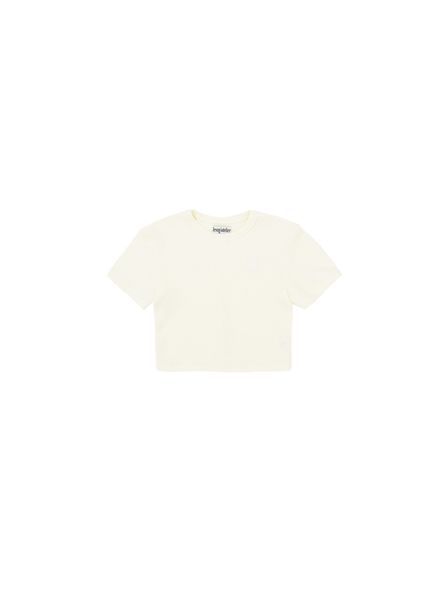 Waffle Cropped T-Shirt / White